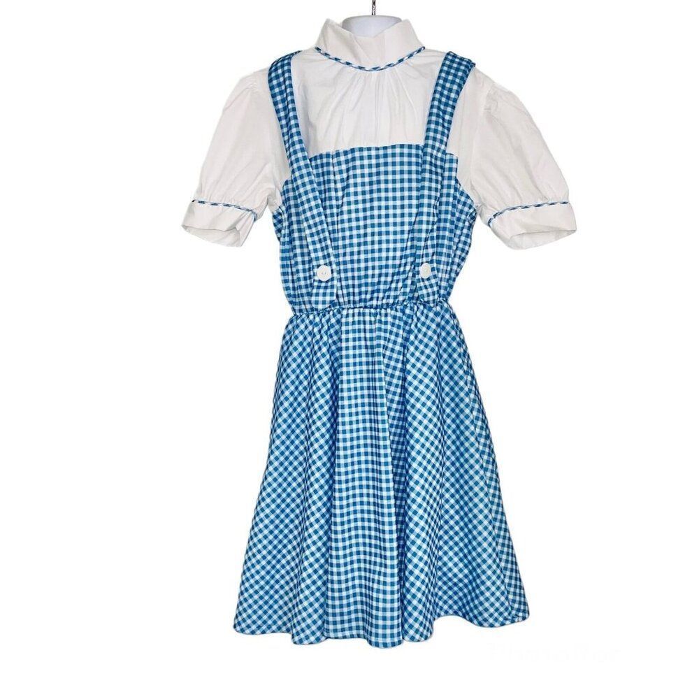 Wizard of Oz Dorothy Gale Girls Large Costume Blue White Dress Checked Halloween
